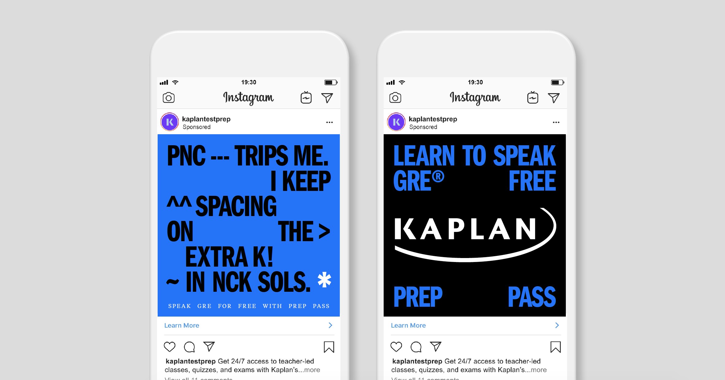 Instagram ads on two phones