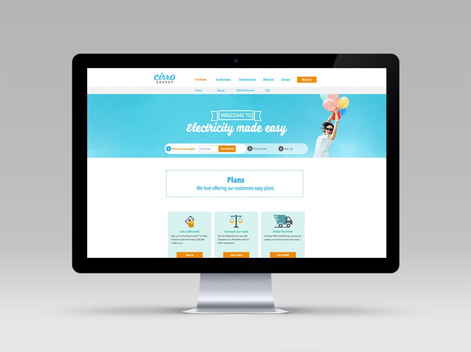 Website on a desktop monitor