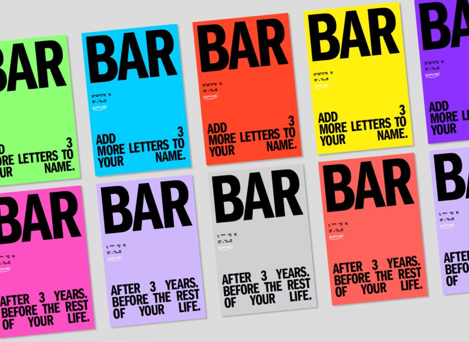 Wall of colorful Kaplan BAR posters
