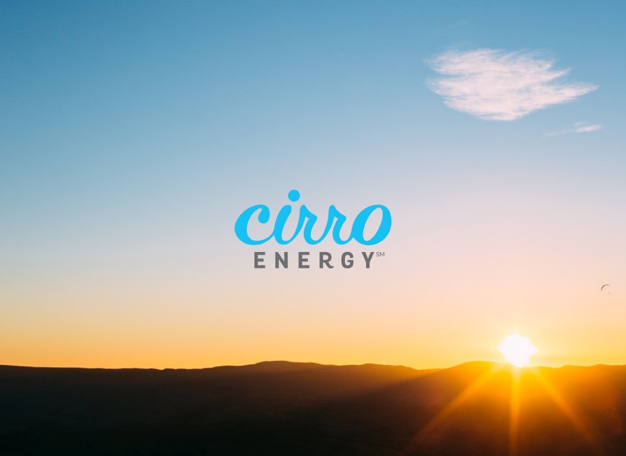 Cirro Energy logo over a sunset