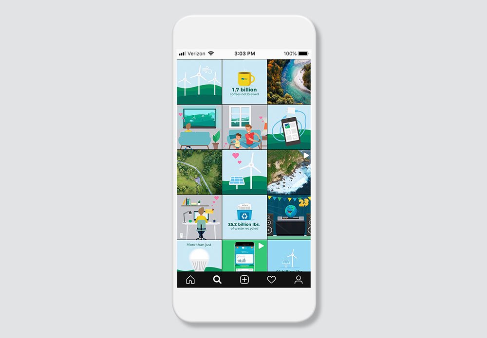Instagram grid on a phone