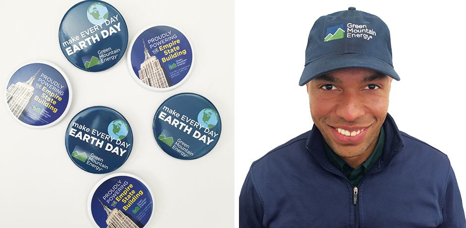 Earth Day pins and hat