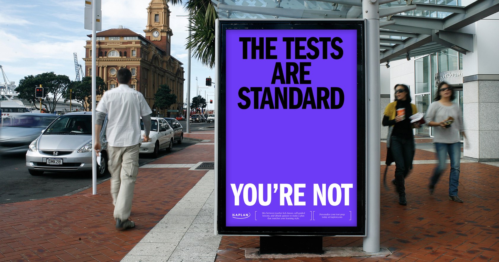Bus shelter poster: The tests are standard. You’re not.