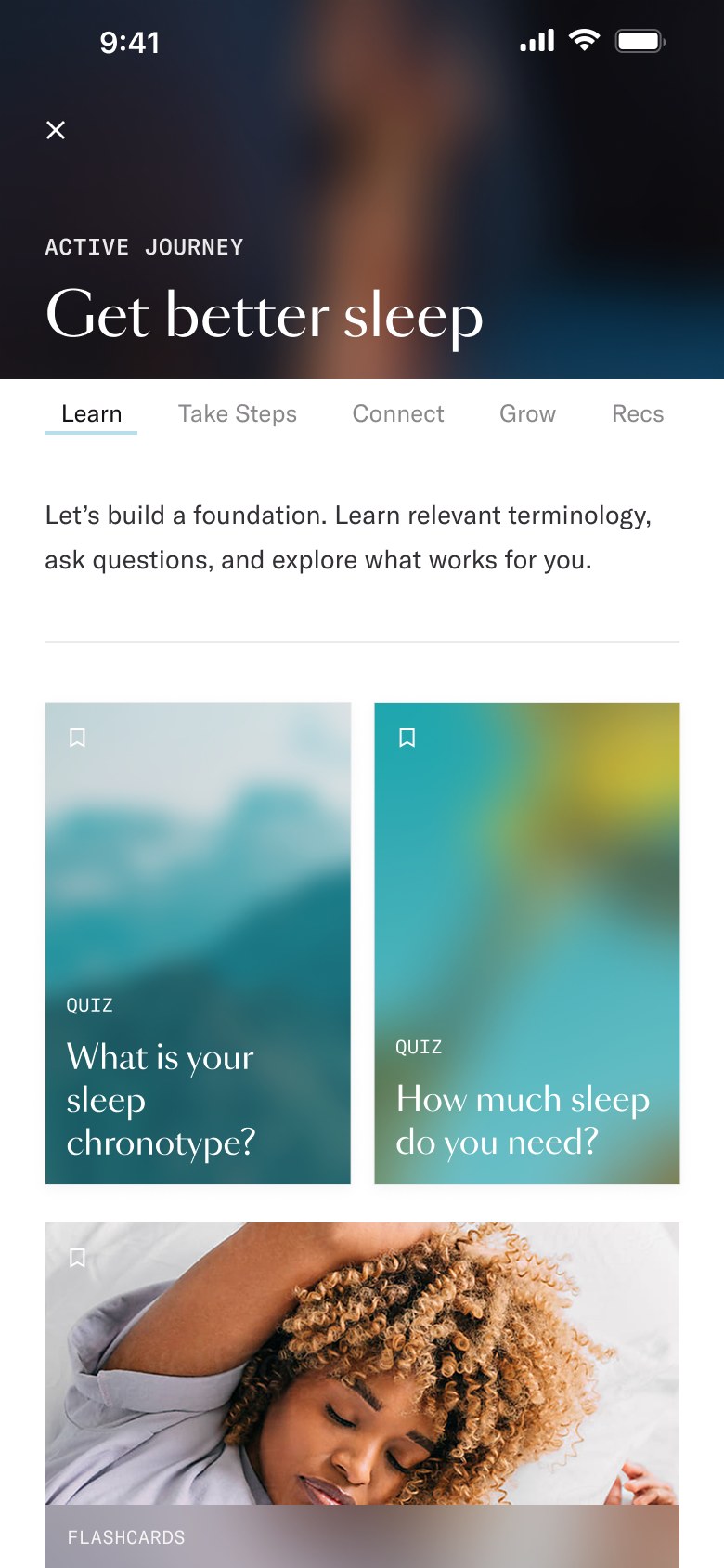 Learn tab with quizzes, flashcards, and expert Q&A