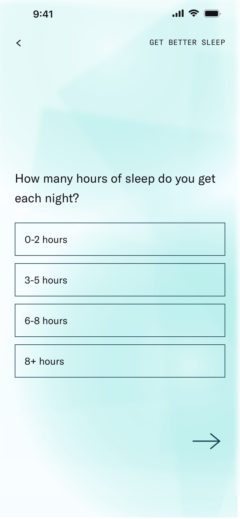 Question: how many hours of sleep do you get each night?