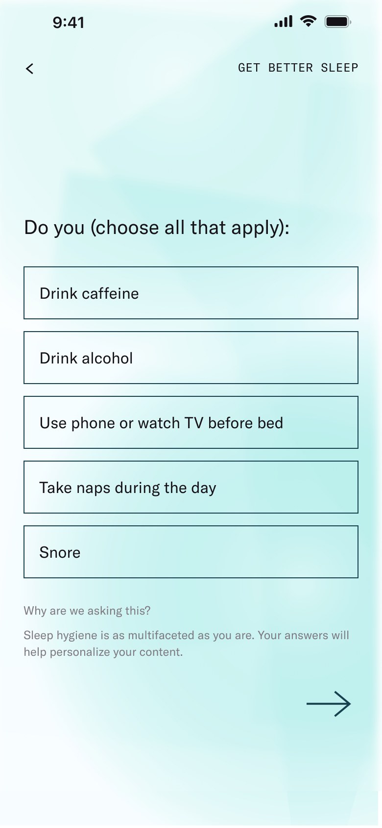 Question: do you drink caffeine, alcohol, use your phone before bed